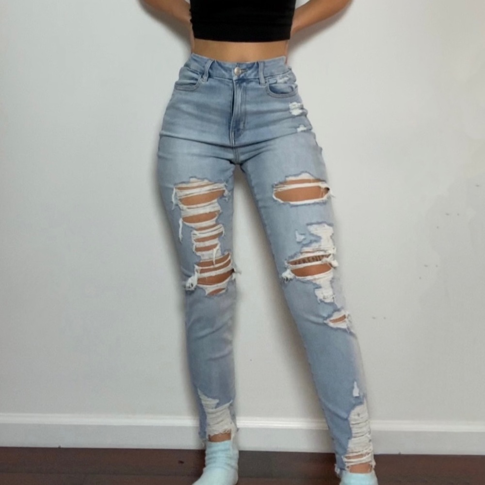 Distressed High Waisted Skinny Jeans
